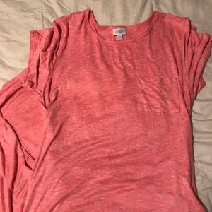 Lularoe 2XL Carly. Pink & white microstripe. GUC.